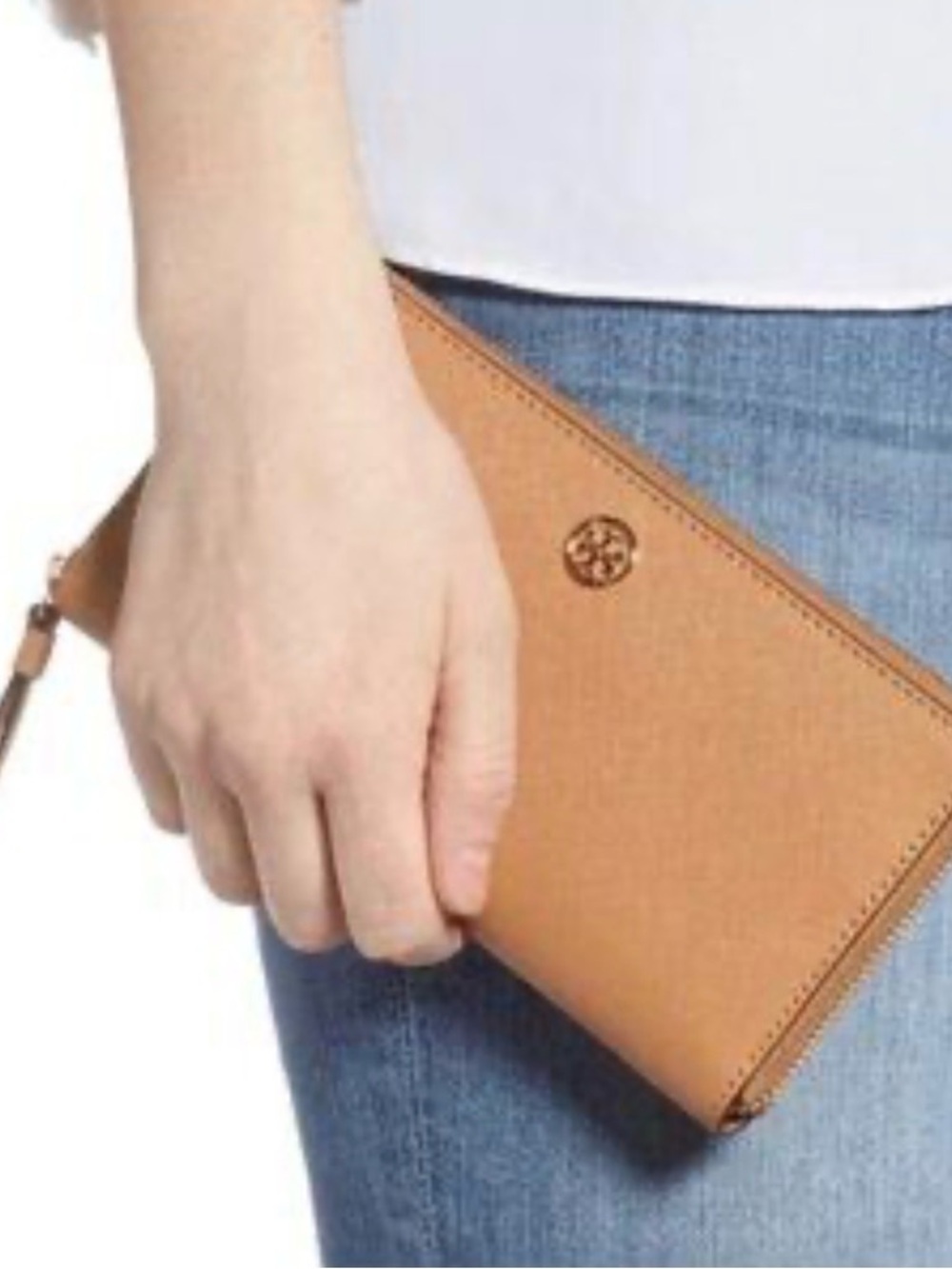 Tory Burch Tan Leather Zip Wallet